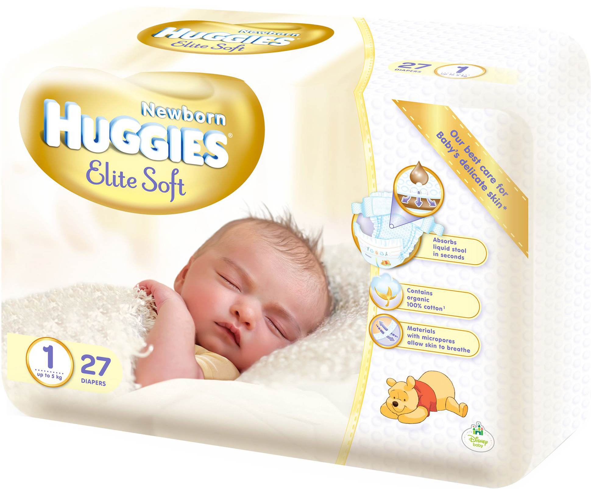 Huggies Elite Soft diapers 1 (3-5 kg) 84 pcs, Distributes, diapers