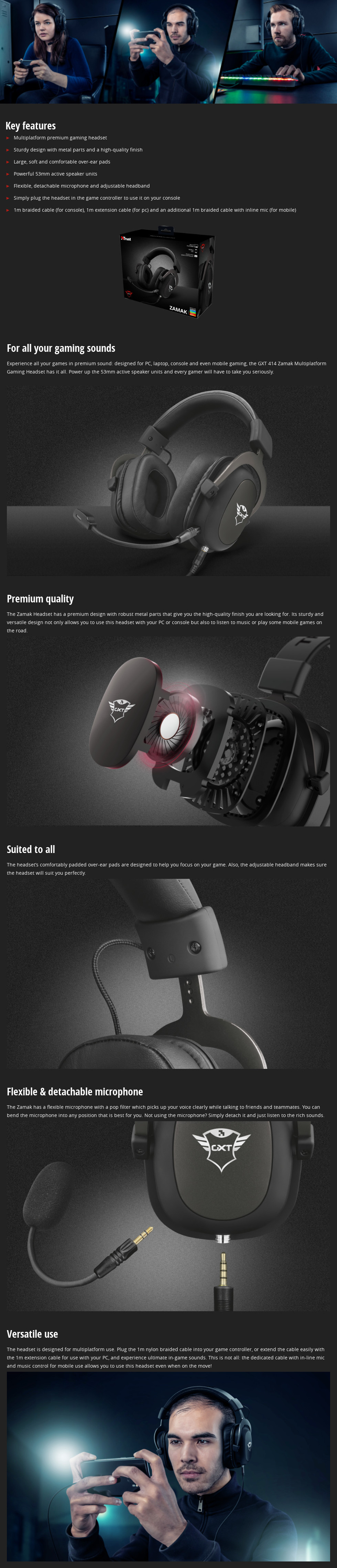 Ausinės Trust GXT 414 Zamak Premium 